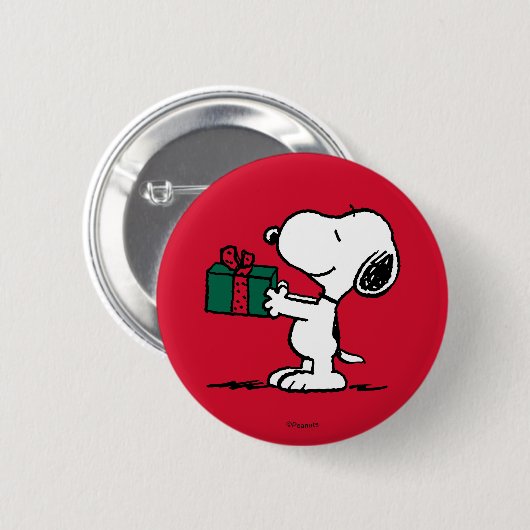 Peanuts | Snoopy Kerstcadeau Giver Ronde Button 5,7 Cm (Voorkant /achterkant)