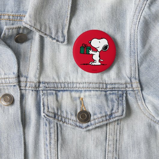 Peanuts | Snoopy Kerstcadeau Giver Ronde Button 5,7 Cm (In situ)