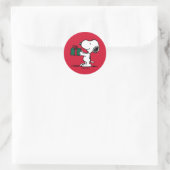 Peanuts | Snoopy Kerstcadeau Giver Ronde Sticker (Tas)