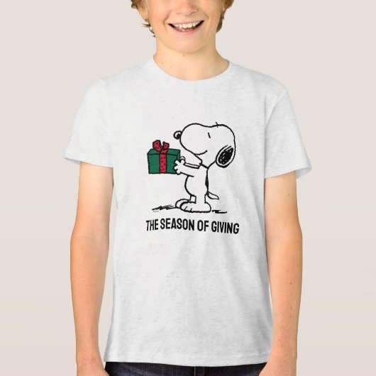 Peanuts | Snoopy Kerstcadeau Giver Tri-Blend Shirt (Voorkant)