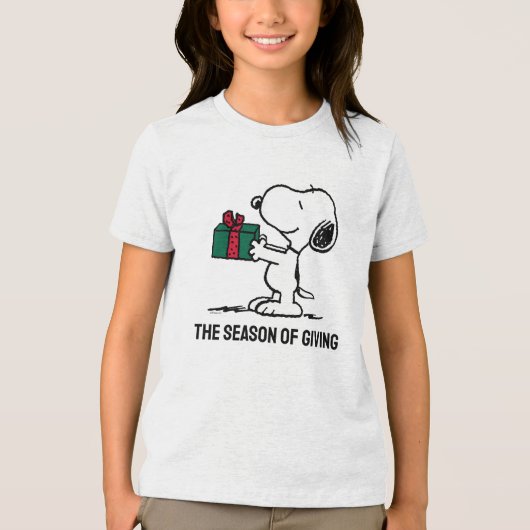 Peanuts | Snoopy Kerstcadeau Giver Tri-Blend Shirt (Voorkant)