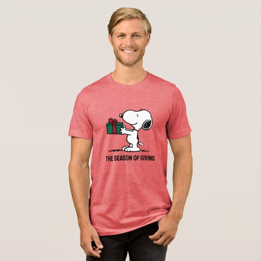 Peanuts | Snoopy Kerstcadeau Giver Tri-Blend Shirt (Voorkant volledig)