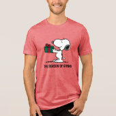 Peanuts | Snoopy Kerstcadeau Giver Tri-Blend Shirt (Voorkant)