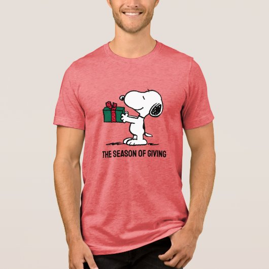 Peanuts | Snoopy Kerstcadeau Giver Tri-Blend Shirt (Voorkant)