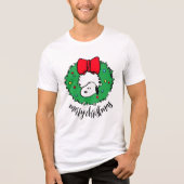 Peanuts | Snoopy Kerstkrans en strik Tri-Blend Shirt (Voorkant)