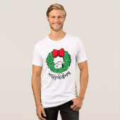 Peanuts | Snoopy Kerstkrans en strik Tri-Blend Shirt (Voorkant volledig)