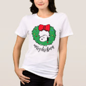 Peanuts | Snoopy Kerstkrans en strik Tri-Blend Shirt (Voorkant)