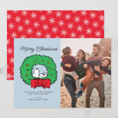 Peanuts | Snoopy Kerstkrans Feestdagenkaart (Voorkant / Achterkant)