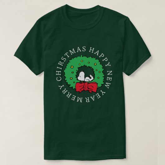 Peanuts | Snoopy Kerstkrans T-shirt (Design voorkant)