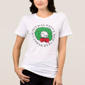 Peanuts | Snoopy Kerstkrans Tri-Blend Shirt (Voorkant)