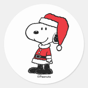 Peanuts   Snoopy Kerstman Ronde Sticker