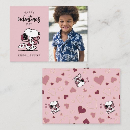 Peanuts | Snoopy levert Valentijnse Notitiekaartje (Voorkant / Achterkant)