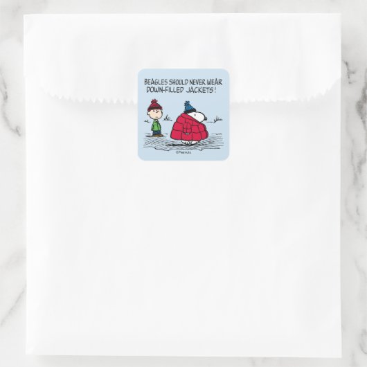 Peanuts | Snoopy & Linus Down Filled Jacket Vierkante Sticker (Tas)