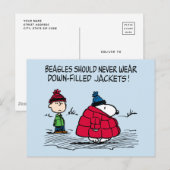 Peanuts | Snoopy & Linus Gevulde Jas Briefkaart (Voorkant / Achterkant)
