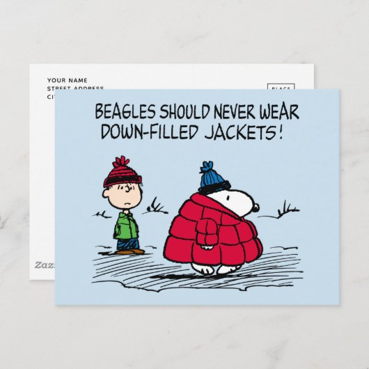 Peanuts | Snoopy & Linus Gevulde Jas Briefkaart (Voorkant / Achterkant)