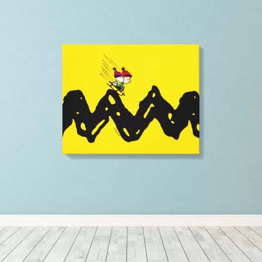 Peanuts | Snoopy & Linus Sled Ride Canvas Afdruk (Insitu (Houten vloer))