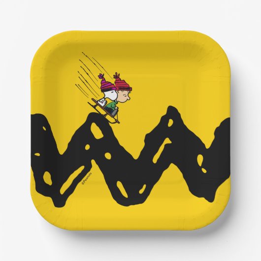 Peanuts | Snoopy & Linus Sled Ride Papieren Bordje (Voorkant)