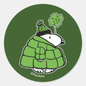 Peanuts | Snoopy Lucky Clover Ronde Sticker (Voorkant)