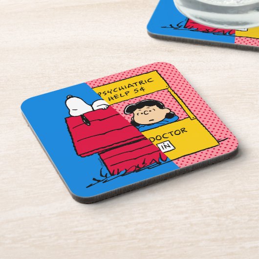 Peanuts | Snoopy & Lucy half & half Bier Onderzetter (Linkerzijde)