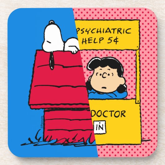 Peanuts | Snoopy & Lucy half & half Bier Onderzetter (Voorkant)