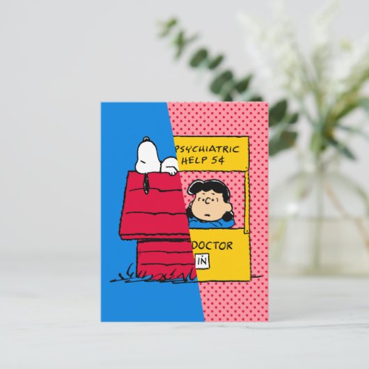 Peanuts | Snoopy & Lucy half & half Briefkaart (Staand voorkant)