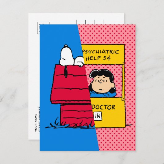 Peanuts | Snoopy & Lucy half & half Briefkaart (Voorkant / Achterkant)