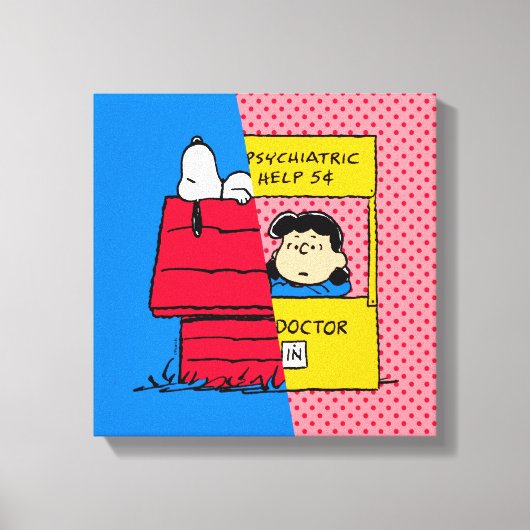 Peanuts | Snoopy & Lucy half & half Canvas Afdruk (Voorkant)