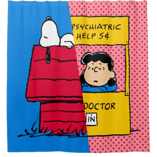 Peanuts | Snoopy & Lucy half & half Douchegordijn (Voorkant)