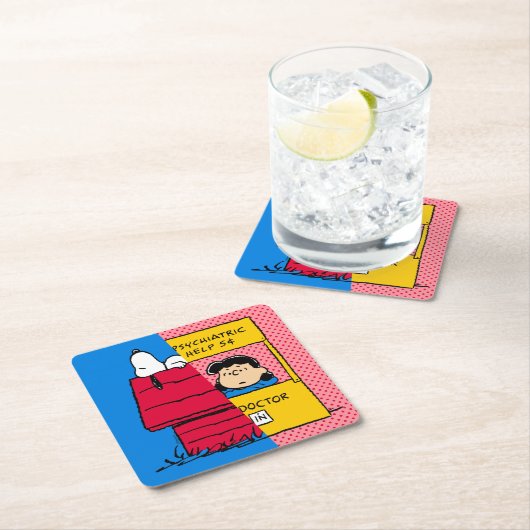 Peanuts | Snoopy & Lucy half & half Kartonnen Onderzetters (Insitu)