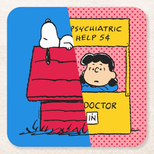Peanuts | Snoopy & Lucy half & half Kartonnen Onderzetters (Voorkant)