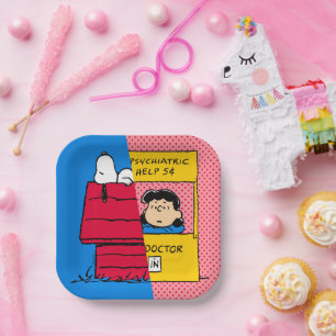 Peanuts   Snoopy & Lucy half & half Papieren Bordje