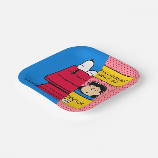 Peanuts | Snoopy & Lucy half & half Papieren Bordje (Gebogen)