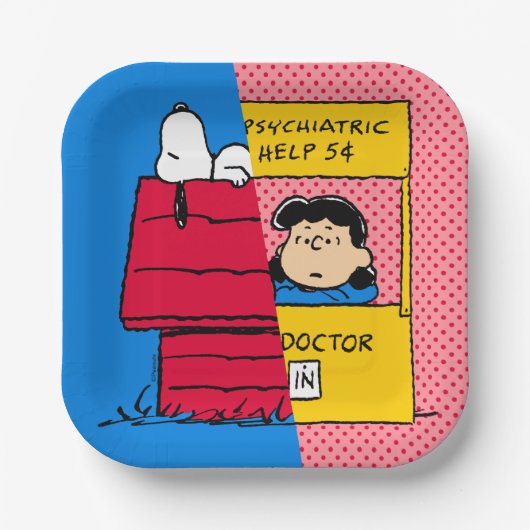 Peanuts | Snoopy & Lucy half & half Papieren Bordje (Voorkant)