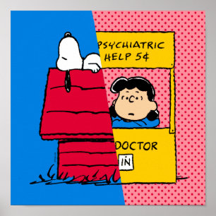 Peanuts Snoopy & Lucy half & half Poster