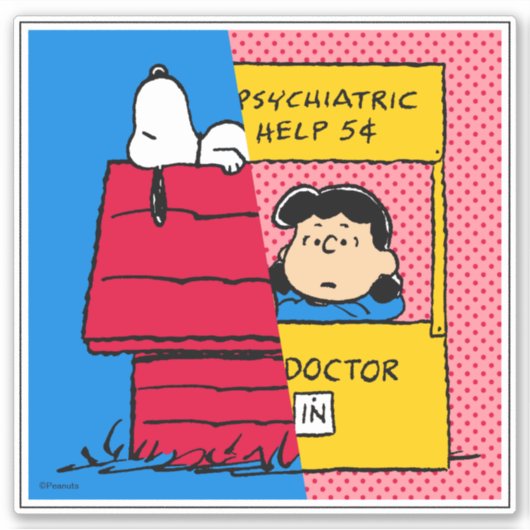 Peanuts | Snoopy & Lucy half & half Sticker (Voorkant)
