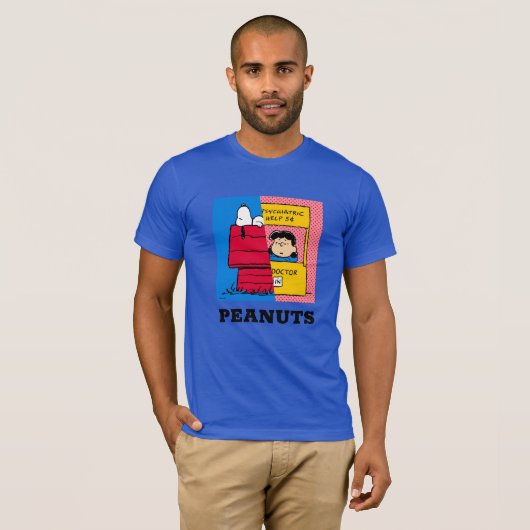 Peanuts | Snoopy & Lucy half & half T-shirt (Voorkant volledig)