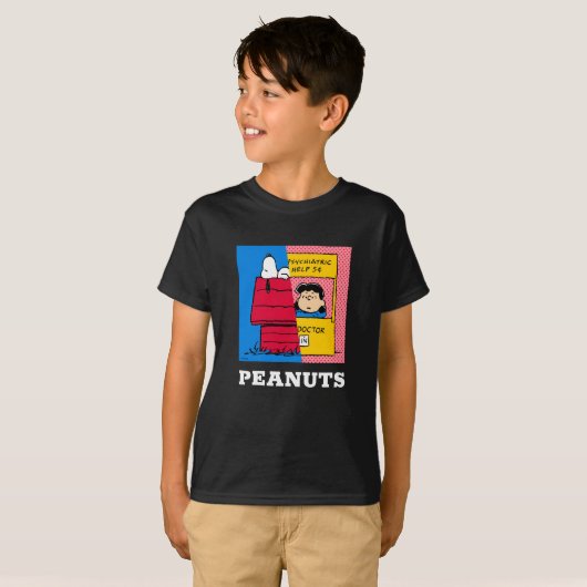 Peanuts | Snoopy & Lucy half & half T-shirt (Voorkant volledig)
