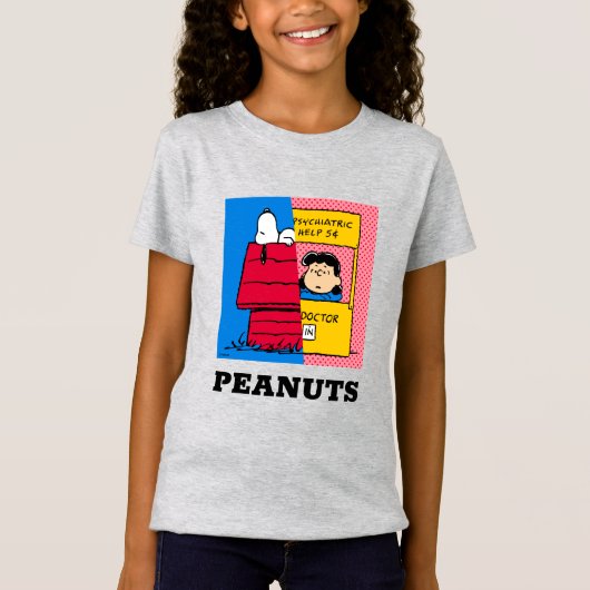 Peanuts | Snoopy & Lucy half & half T-shirt (Voorkant)