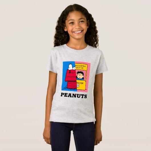 Peanuts | Snoopy & Lucy half & half T-shirt (Voorkant volledig)