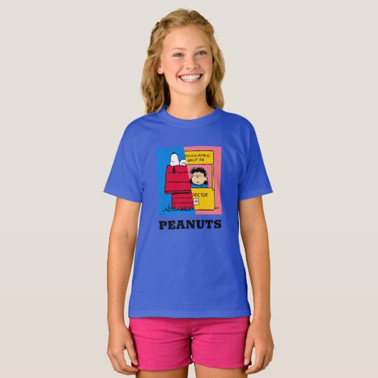 Peanuts | Snoopy & Lucy half & half T-shirt (Voorkant volledig)