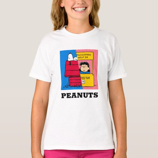 Peanuts | Snoopy & Lucy half & half T-shirt (Voorkant)
