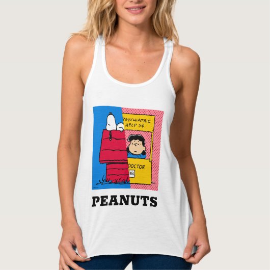 Peanuts | Snoopy & Lucy half & half Tanktop (Voorkant)