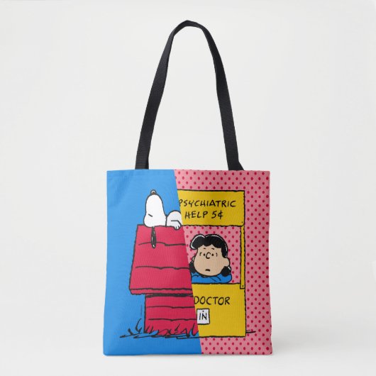 Peanuts | Snoopy & Lucy half & half Tote Bag (Voorkant)