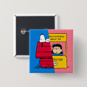 Peanuts | Snoopy & Lucy half & half Vierkante Button 5,1 Cm (Voorkant /achterkant)