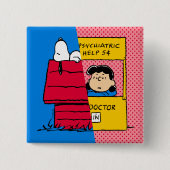 Peanuts | Snoopy & Lucy half & half Vierkante Button 5,1 Cm (Voorkant)