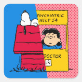 Peanuts | Snoopy & Lucy half & half Vierkante Sticker (Voorkant)