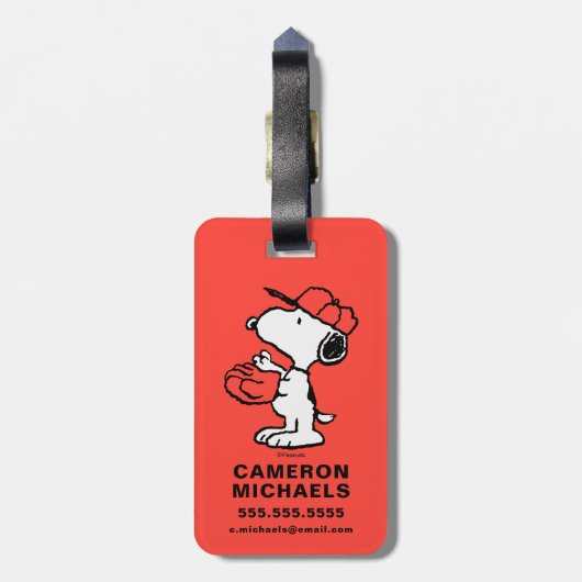 Peanuts | Snoopy Making the Catch Bagagelabel (Achterkant verticaal)