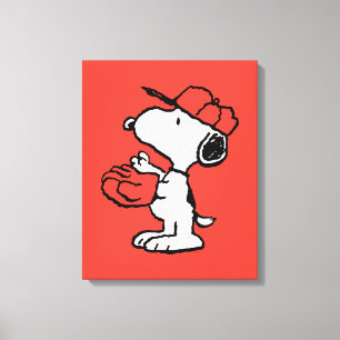 Peanuts   Snoopy Making the Catch Canvas Afdruk