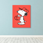 Peanuts | Snoopy Making the Catch Canvas Afdruk (Insitu (Houten vloer))