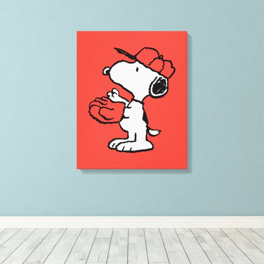 Peanuts | Snoopy Making the Catch Canvas Afdruk (Insitu (Houten vloer))